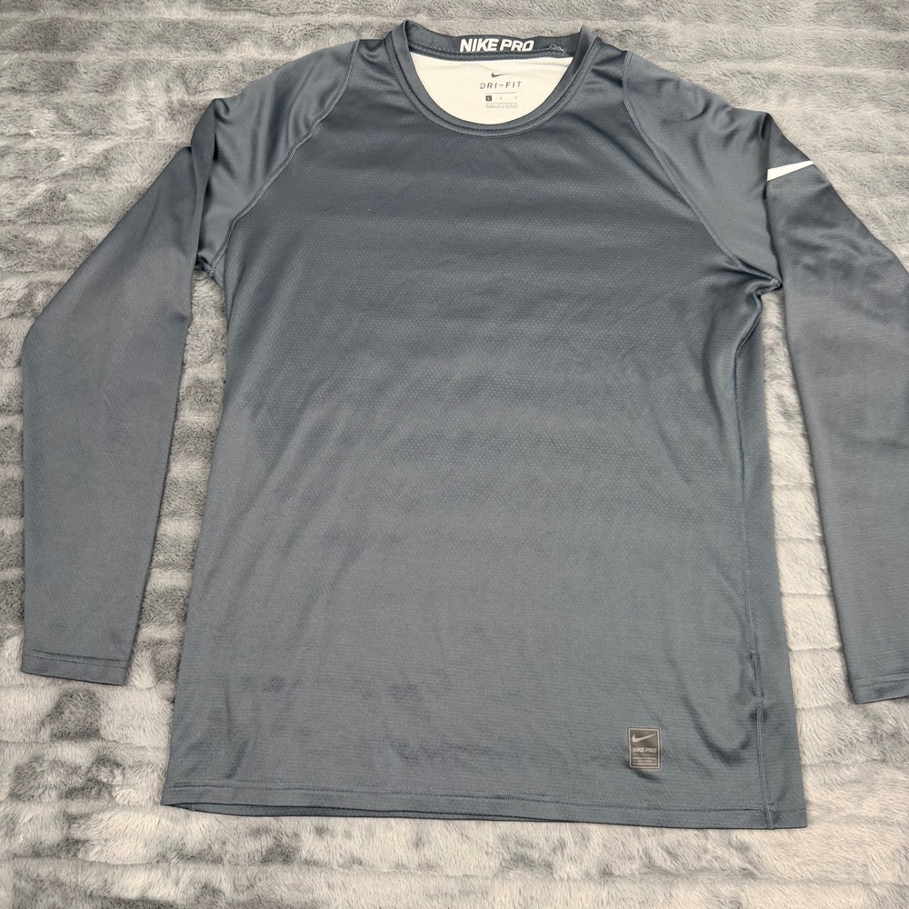 Nike Pro Dri-FIT Mens Long Sleeve Compression Shirt Gray AH7987-472 Size L